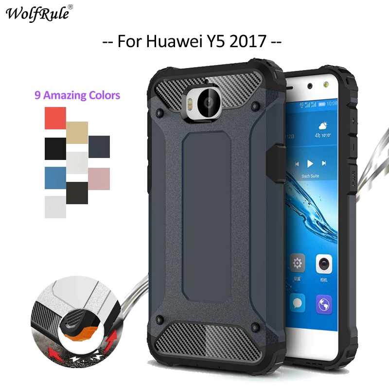 WolfRule For Cover Huawei Y5 2017 Case Y6 TPU &amp PC Armor Bumper Pouch Phone 5'' | Мобильные телефоны и