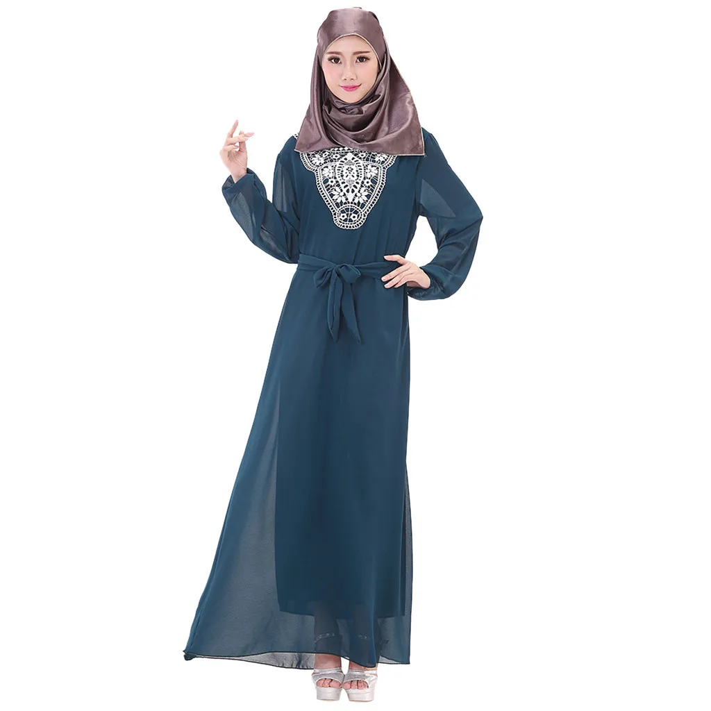 Новое мусульманское платье для женщин модные мусульманские женские вечерние длинные макси платье абайя кафтан джилбаб исламский коктейльный халат абайя Рамадан - Цвет: GN