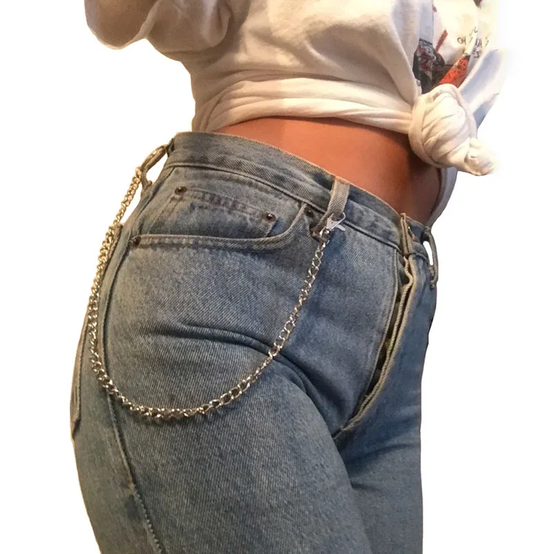 

Women Men Metal Wallet Belt Chain Rock Punk Trousers Hipster Pant Jean Keychain Silver Ring Pentant Clip Keyring