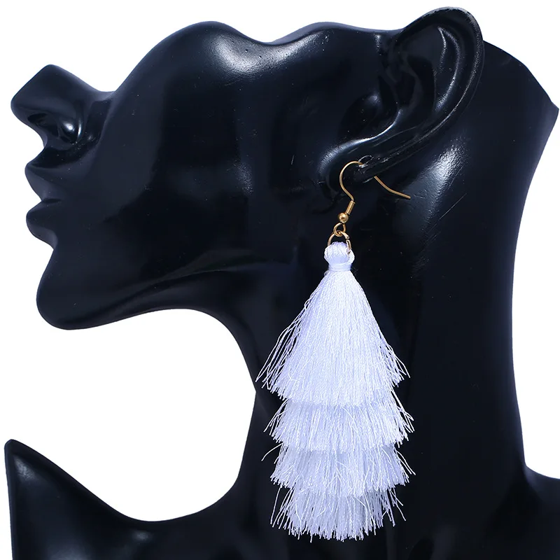 

2018 new fashion Europe America Simple earrings Accessories Bohemian long multi-layer tassel Drop Earrings for lovers