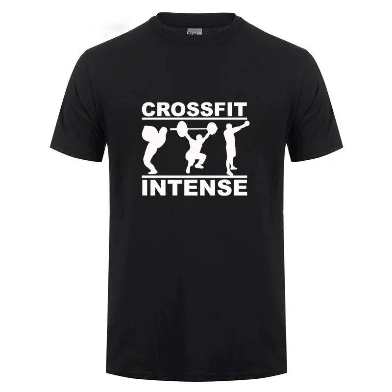 Надпись crossfit intense футболка для мужчин подарок на день рождения хлопковая