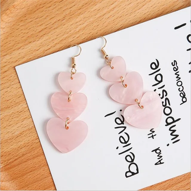 Korean Pink Tassel Acrylic Earrings 2