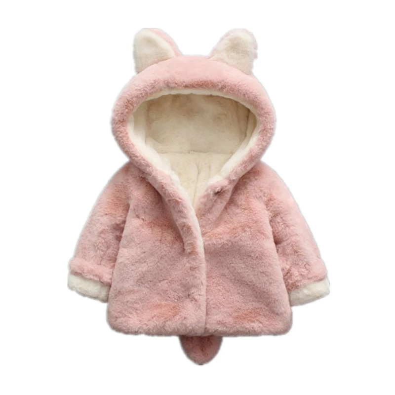 

Boys & Girls Winter Autumn Fleece Warm Coat Cute Ear Hooded Overcoat Cotton Clothing Clothes for Baby Kid Children