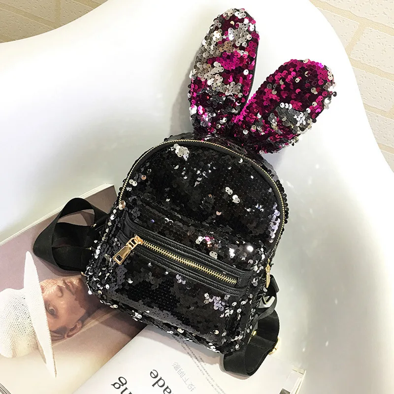 RU BR Rabbit Ears Fashion Women s Shoulder Bag New Casual Sequins Small Mini Backpack New