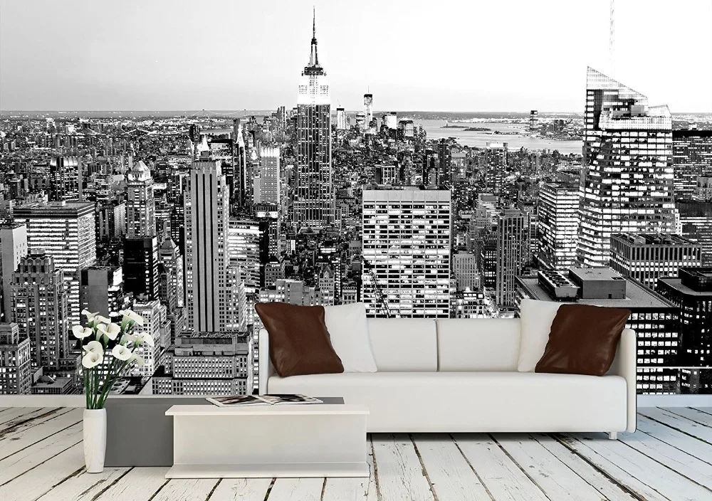 

Custom 3D Photo Wallpaper Black White City Landscape Mural Living Room Bedroom Vinyl Mural Waterproof Wallpaper Home Decor