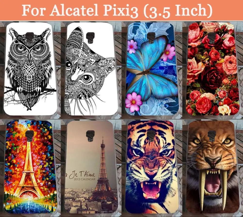 Для Alcatel One Touch Pixi 3 3,5 дюймов OT 4009A 4009X 4009E 4009D чехол, Твердый чехол из поликарбоната с ярким рисунком тигра и совы