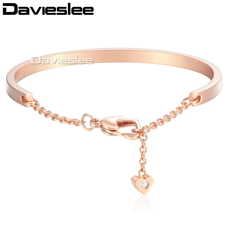 Женский браслет с сердечками Davieslee из нержавеющей стали золотого Серебряного и