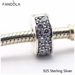 Подходит Pandora Jewelry Браслеты 925 пробы 100% серебряные бусины элегантная блестящая клипса оригинальный Европа Шарм CKK