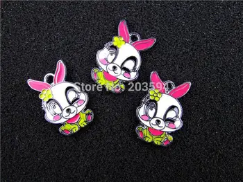 

AE401 Mix Color 20Pcs Alloy Metal Enamel Rabbit Charms Pendants 26x18mm