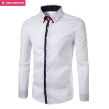Бренд, модная мужская рубашка с длинным рукавом, топы, уникальный дизайн, мужские рубашки, облегающие мужские рубашки