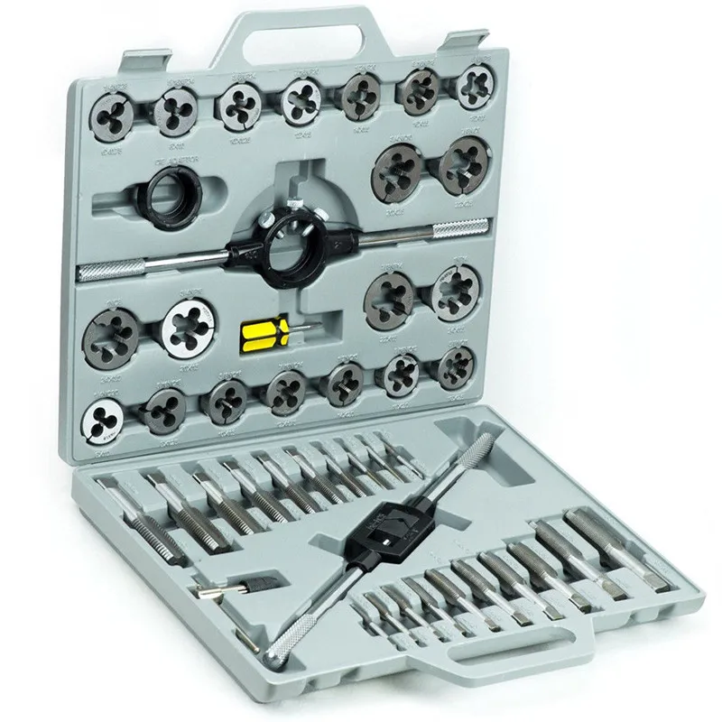 45Pcs Metric Tap And Die Set Wrench Screwdriver Metal Twist Drill Bit
