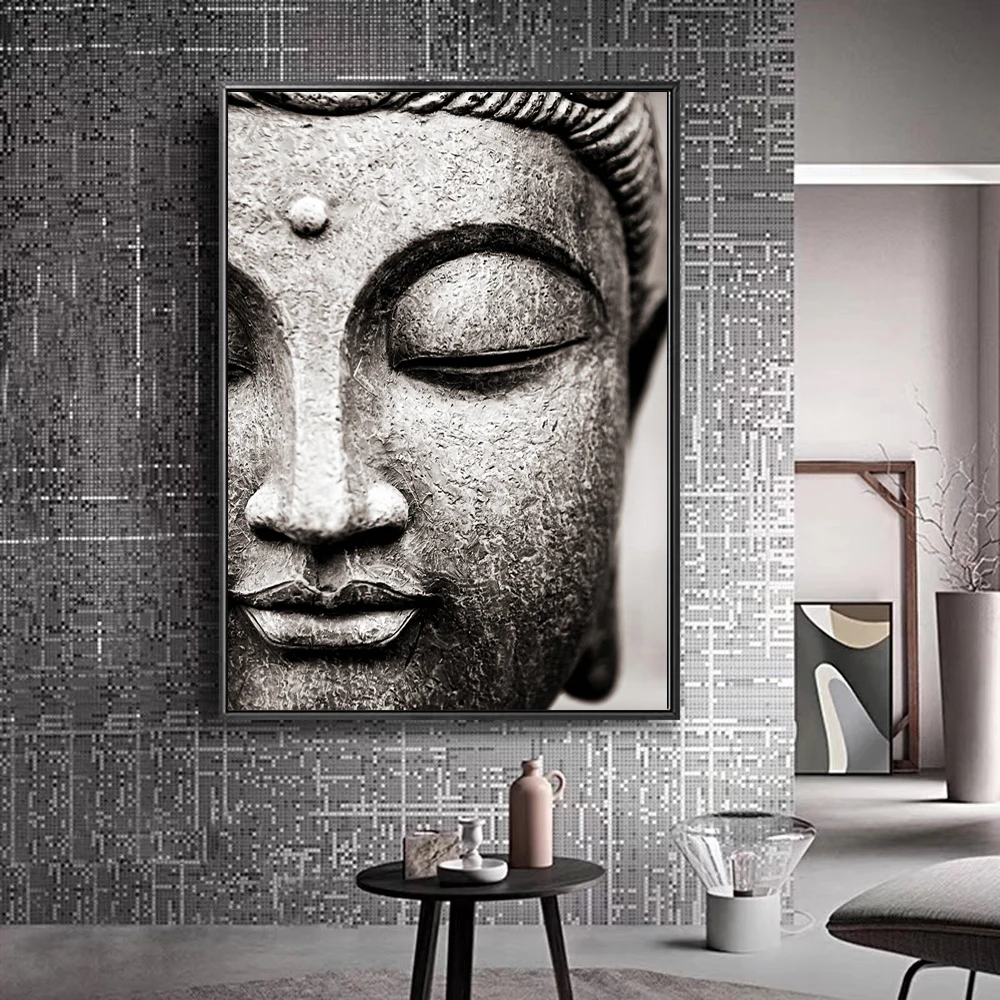  Yuefa Art Cuadros decorativos modernos de Buda gris con media  cara, cuadros de pared para sala de estar, carteles impresos, imágenes de  31.5 x 39.4 in (32 x 39 pulgadas) sin