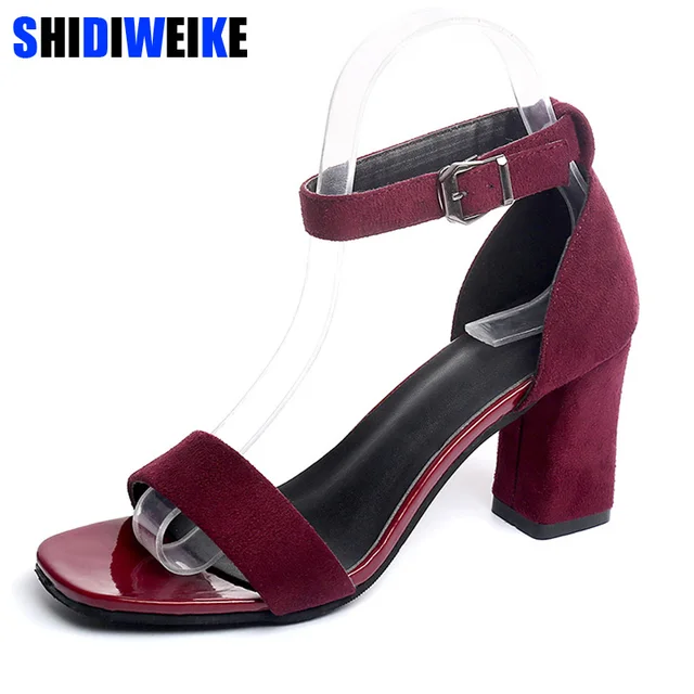 2018 Ankle Strap Heels Women Sandals Summer Shoes Women Open Toe Chunky High Heels Party Dress Sandals Big Size 40