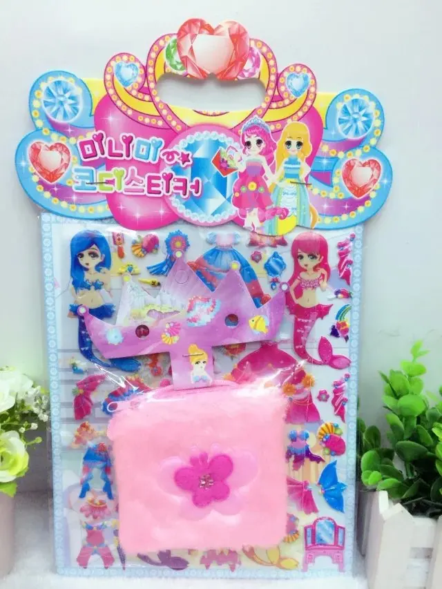 Пузырь наклейки Детский мультфильм платье принцессы, трехмерные наклейки пузырь, Одежда принцессы Stick кошелек DIY