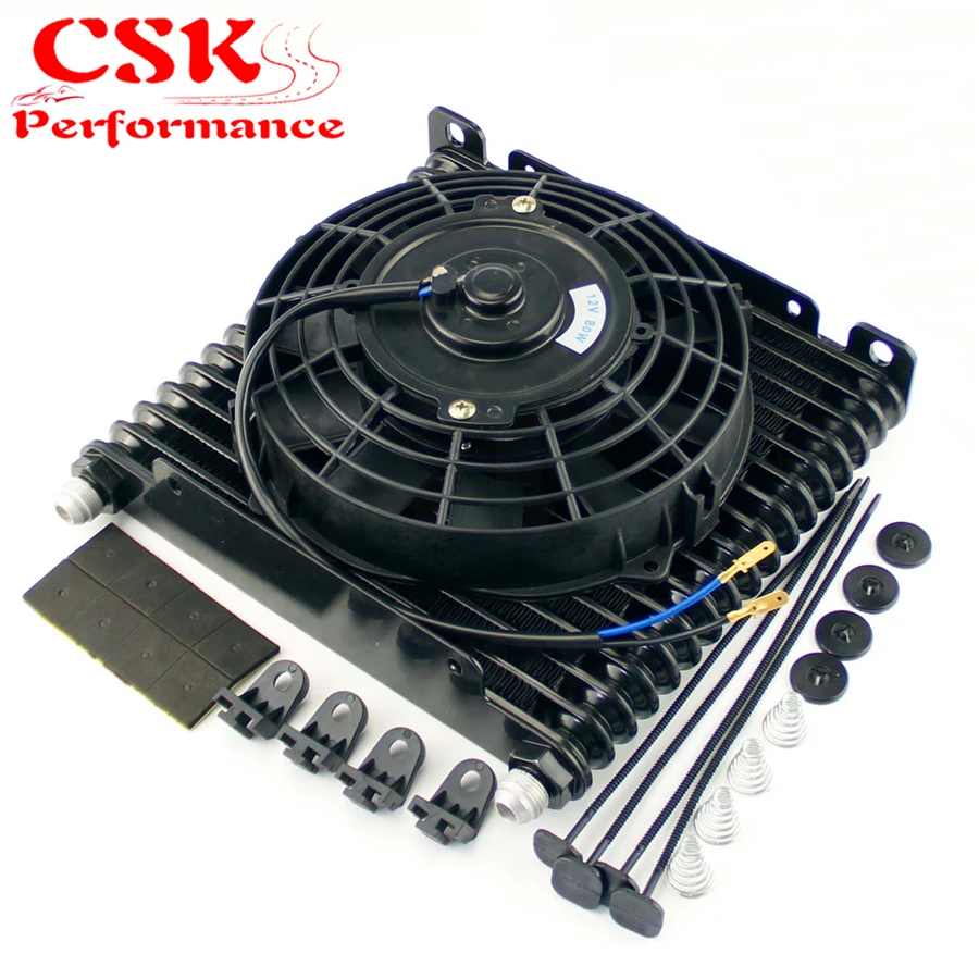 8 AN 32mm Aluminum 17 Row Engine/Transmission Racing Oil Cooler+7