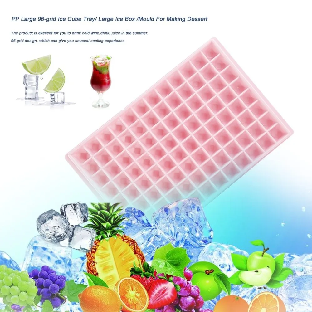 

5 pcs Flexible PP Large 96-grid Ice Cube Tray/ Large Ice Box /Mould For Making Ice Chocolate Jelly Pudding Dessert Pink