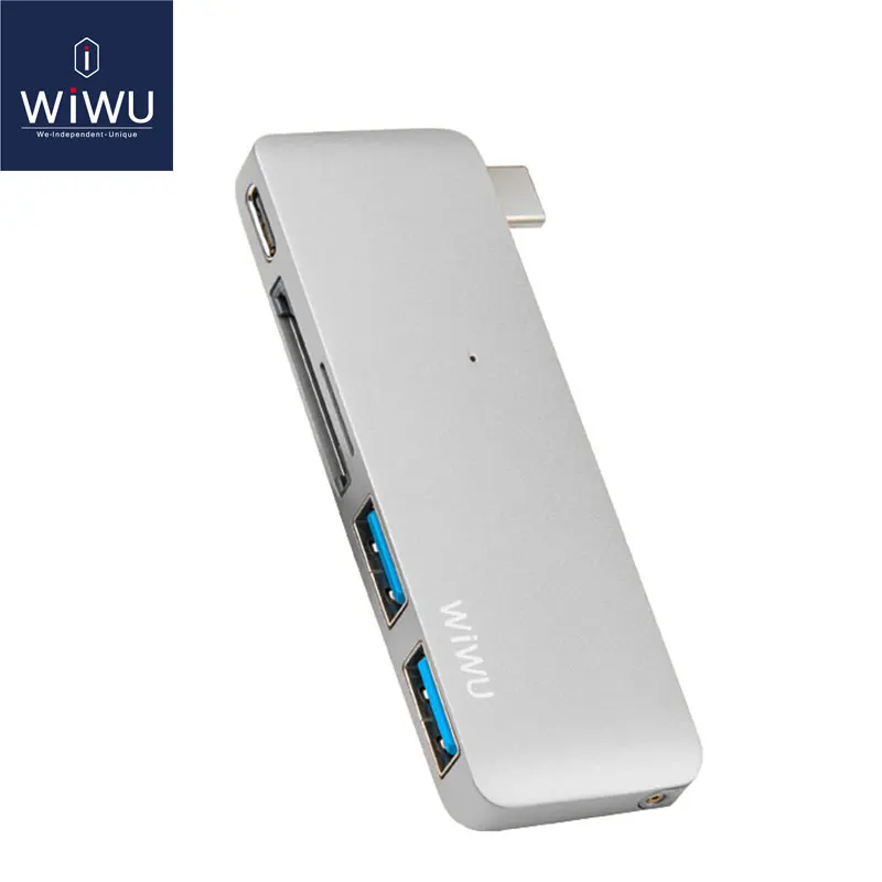 WIWU Thunderbolt USB 3,0 для Macbook Pro Air type C концентратор 5 в 1 USB концентраторы для ноутбука кабель для Macbook 12 концентратор разъем USB - Цвет: Silver