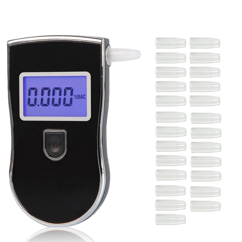 

Professional Alcohol Tester Police Digital LED Breath Alcohol Tester Breathalyzer AT818 +25pcs mouthpieces alcohol meter dfdf