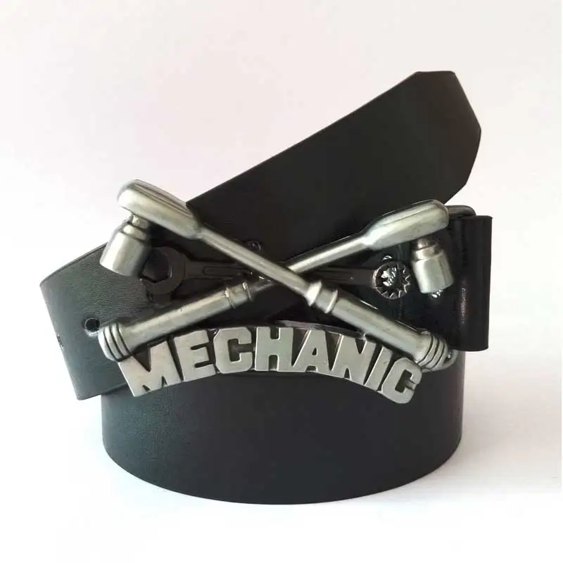 Мужской дизайнерский ремень Mechanic черный с пряжкой в западном стиле подходит для 4