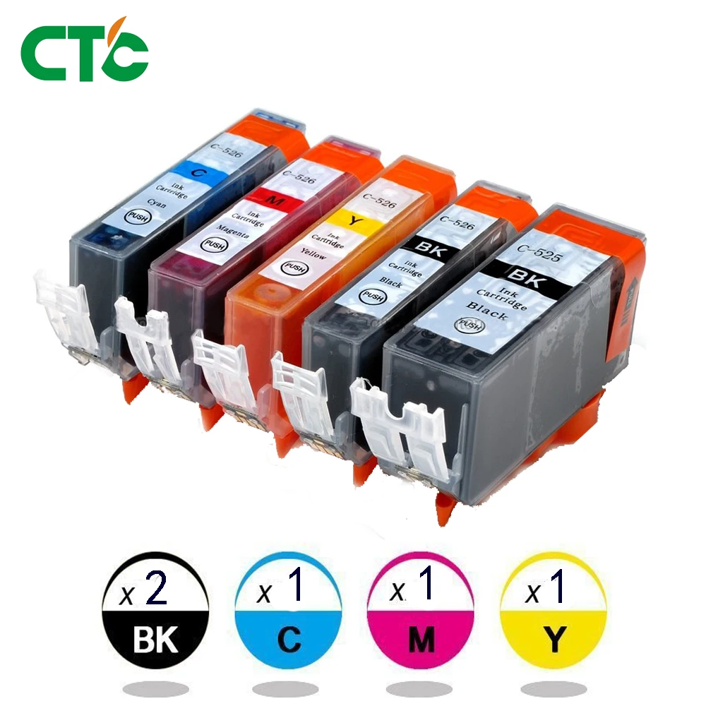 5X 525 526 чернильный картридж PGI-525 CLI-526 для Canon Pixma MG5250 MG5350 IP4850 IP4950 MG6220 принтера |