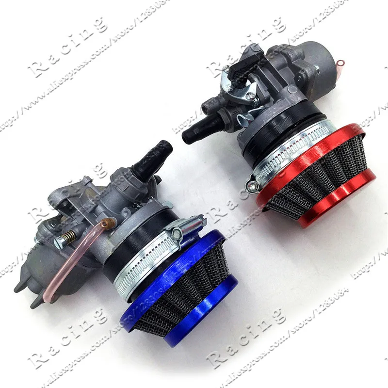 Carburetor Carb Carby + Steel 44mm Air Filter Red Blue+ Stack for 47cc