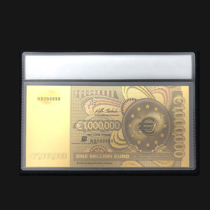 Wishonor цветная Золотая банкнота евро один миллион евро банкноты с COA рамкой в 24 позолоченные для коллекции и подарков