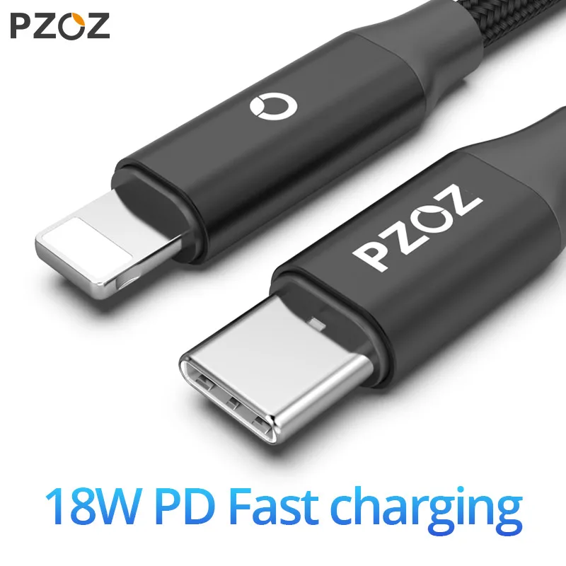 

PZOZ PD Cable 18W For iPhone Xs Max Xr X 8 Plus iPad Pro Usb c to 8 pin PD Fast Charging Type c to Lighting Cable Data Charger