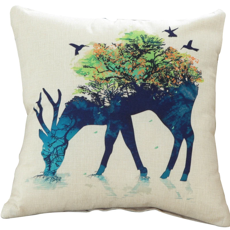 wholesale 7 colors Deer and trees decorative cushion covers for sofa