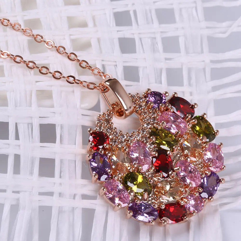 CARSINEL ожерелье& браслет& серьги Модные Ювелирные наборы розовое золото-цвет с сияющим CZ цирконием аксессуары для невесты JS0070