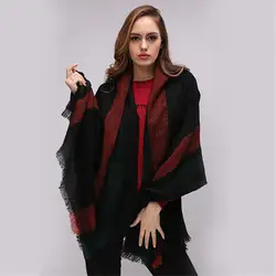 Новый стиль Для женщин зимний шарф Элитный бренд кашемировый шарф в полоску плотные мягкие шали Шарфы для женщин Best качество женские