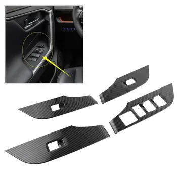 

4Pcs/set Carbon Fiber Style Interior Armrest Cover Trim Decorative Frame Fit for Toyota RAV4 2019 ABS Armrest Cover Trim