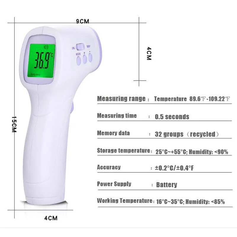 Мультифункциональный цифровой термометр для детей/взрослых, инфракрасный термометр для лба и тела, пистолет, бесконтактный прибор для измерения температуры