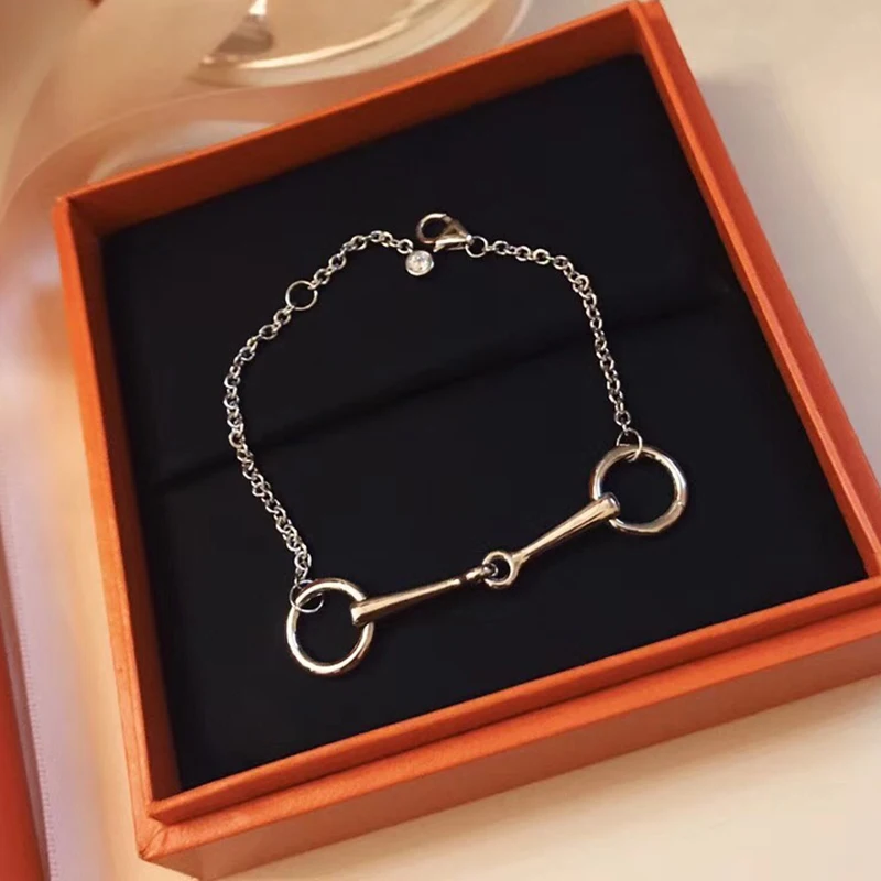 

Hot Brand Pure 925 Sterling Silver Jewelry For Women Rose Gold Silver Chain Bracelet Round Lock Design Vintage Bangle Normal Box