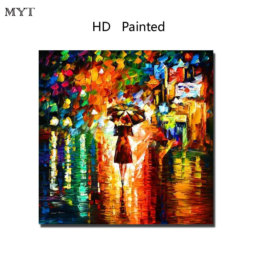 Best Raining Street view HD painting printed on canvas art wall picture for bed room sitting room home decor No Framed or Diy Framed