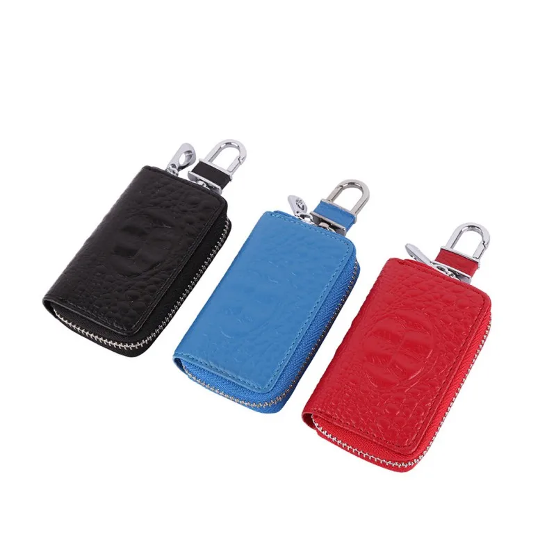 

Leather Zipper Premium Crocodile Embossed Car Key Bag Car Remote Control Package Men Business Affairs