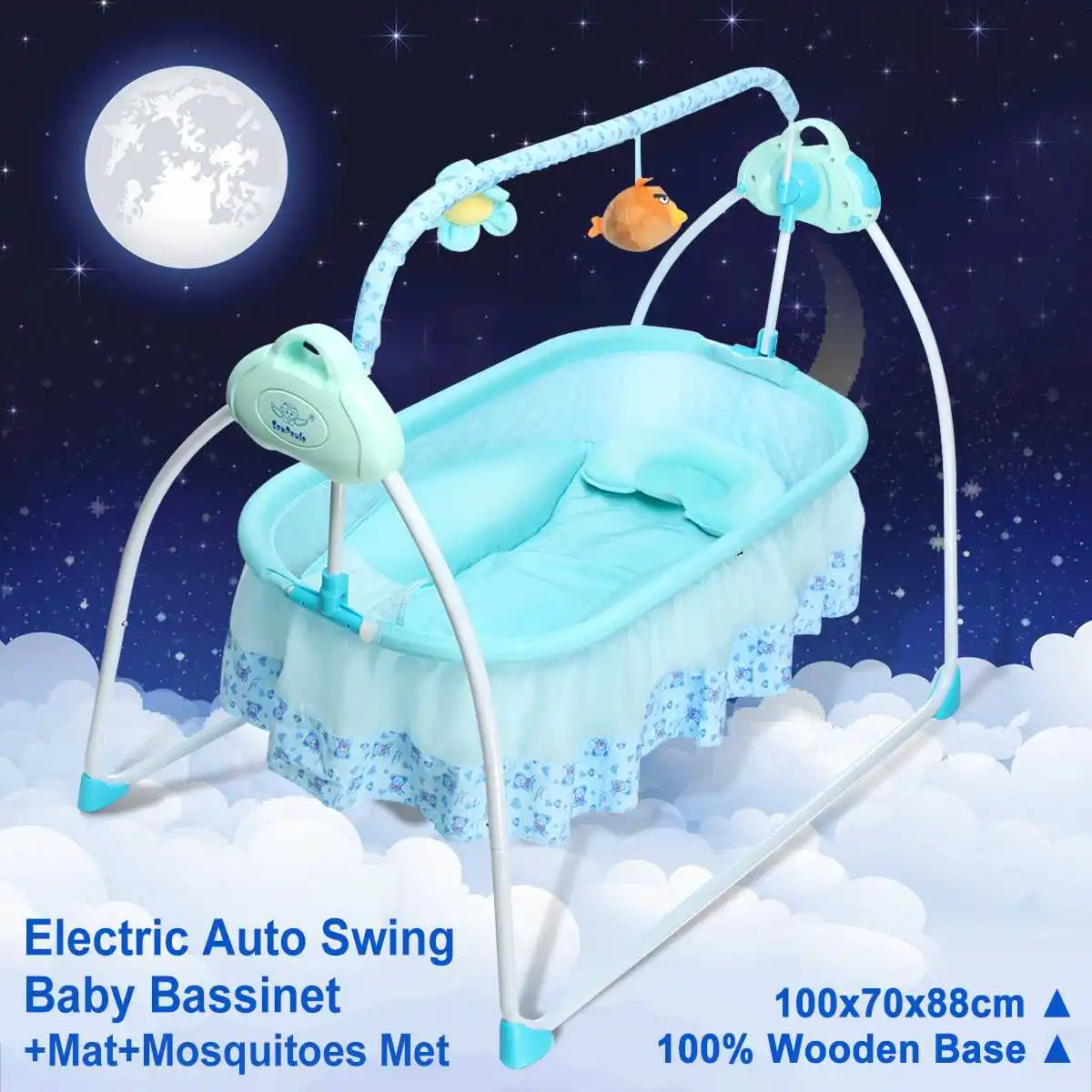 

Newest 9 in one Smart Electric Big Space Baby Crib Cradle Infant Rocker Auto-Swing Sleep Bed Baby 5.5V with Remote