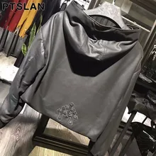 Ptslan 2017 Women’s Genuine Sheepskin Leather Coat Female Real Lambskin Pullover Good Quality