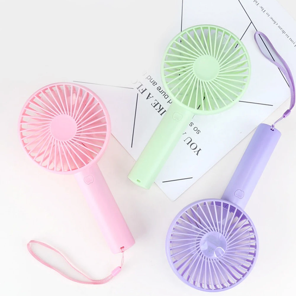 

1PCs Handheld Mini Fan Cooler With Strap Base USB Rechargeable Portable Desktop Fan 3 Wind Modes For For Home Outdoor Travel