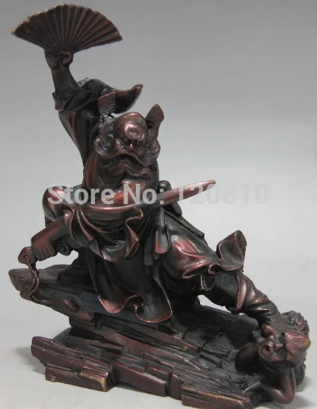 

9 Red Copper Bronze Feng shui God Zhong Kui ChungKuel Catch Devil Ghost Statue