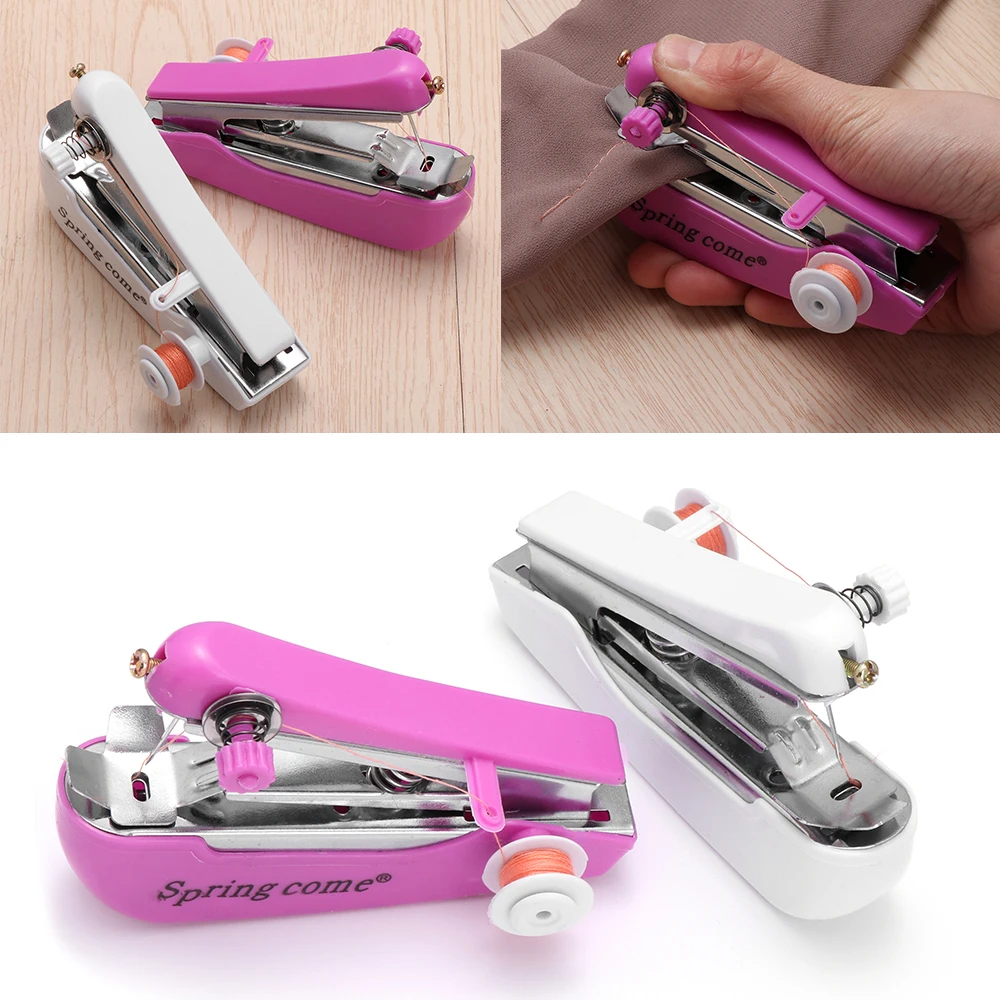 

DIY Mini Color Random Sewing Machine Patchwork Overlock Portable Pocket Manual Stitch Cloth Fabric Hand-held Needlework Tool