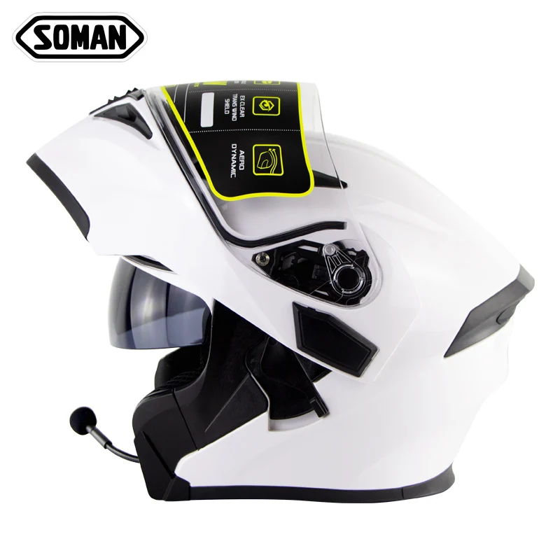 SOMAN 955 BT уличные гоночные мотоциклетные шлемы Встроенный Bluetooth Мото шлем флип ап