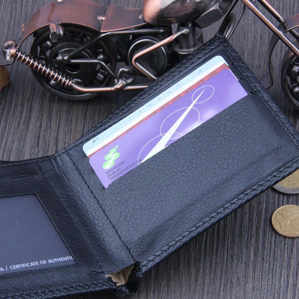 Для мужчин кожаный бумажник стильный однотонный деловой кожаный чехол для кошелька паспорта кредитных держатель для карт кошелек Карманы Бумажник Для мужчин тонкий a7