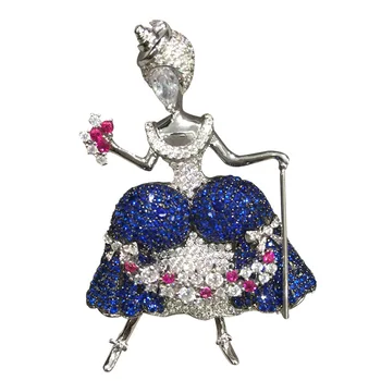 

fairy brooch pins & pendant double use faery magic wand 925 sterlin silver with cubic zircon pave stone fashion women jewelry