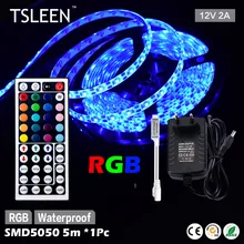 TSLEEN 5M 5050 300LED Multi-color Flexible Light Strip Lamp 12V 2A Power Supply Xmas Party Home Decoration