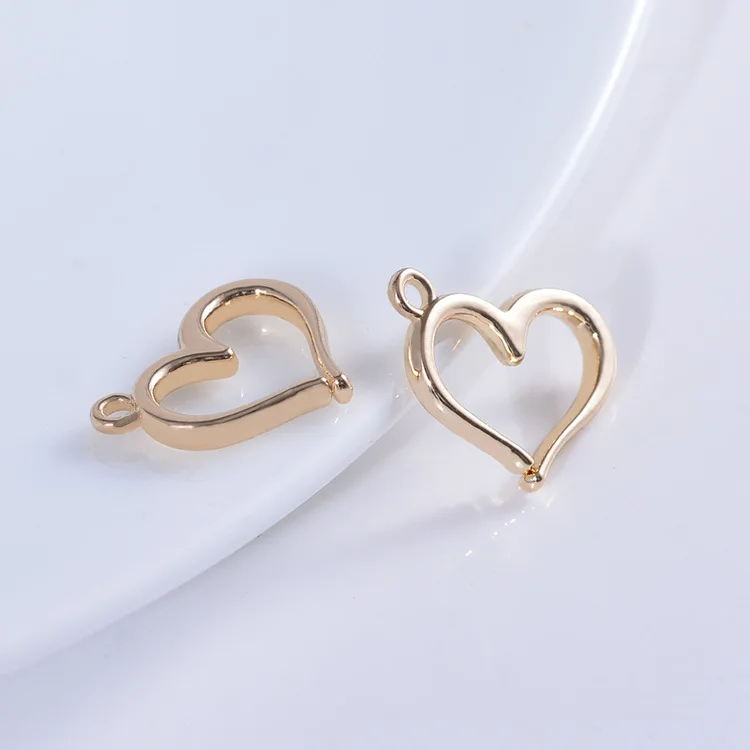 

10PCS 15.5x12.5MM 24K Champagne Gold Color Plated Brass Hearts Charms Pendants High Quality Diy Jewelry Accessories