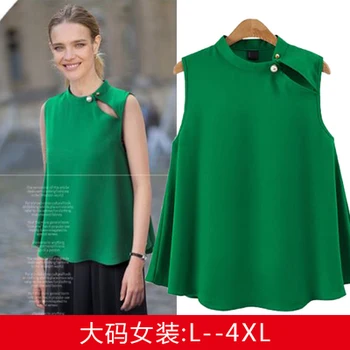 

Korean fashion Sleeveless white Chiffon Blouse Women Shirt blusas mujer Solid Vest Summer Tops camisa feminina Plus Size 4XL