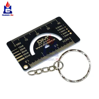 

4CM Multifunctional PCB Ruler Measuring Tool Resistor Capacitor Chip IC SMD Diode Transistor Package 180 Degrees With Keychain