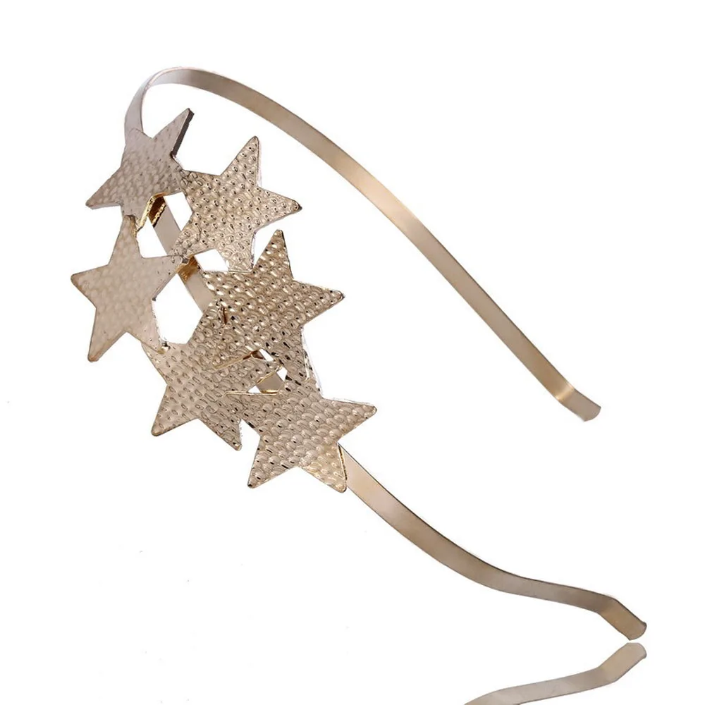 

1PC Fashion Korean Style Women Metal Gold Star Leaves Pearl Barrette Hairband Headband Elastic Tiara Headwear Hair Accessories