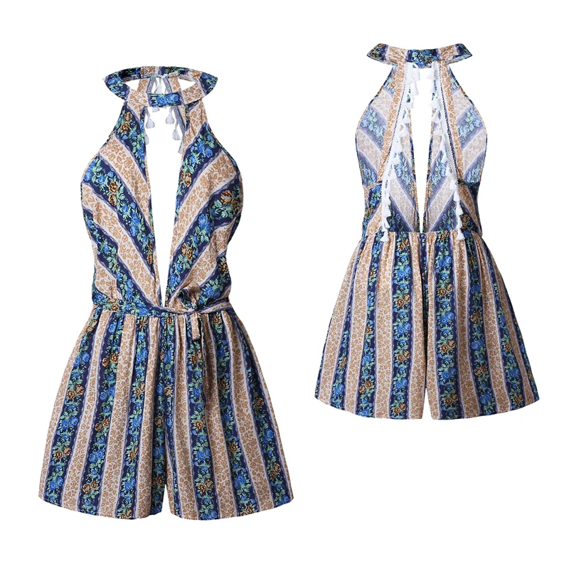 Women Summer Casual Striped Sleeveless Playsuits Sexy