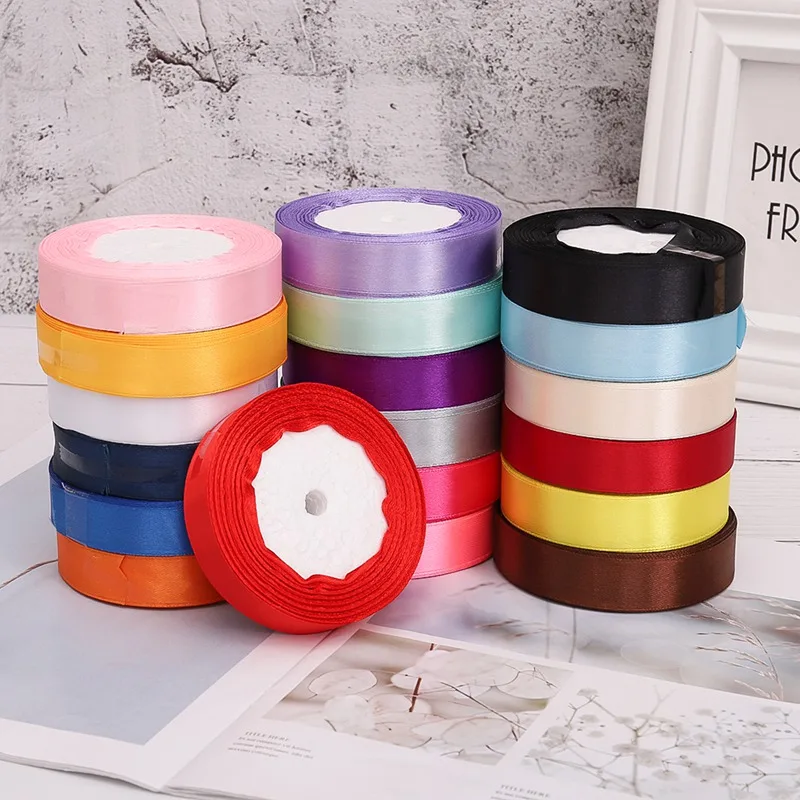 

New 1 roll 22meter width 2cm christmas party decorative cotton silk satin ribbon for Sewing Fabric DIY Crafts Cars Wedding Gifts